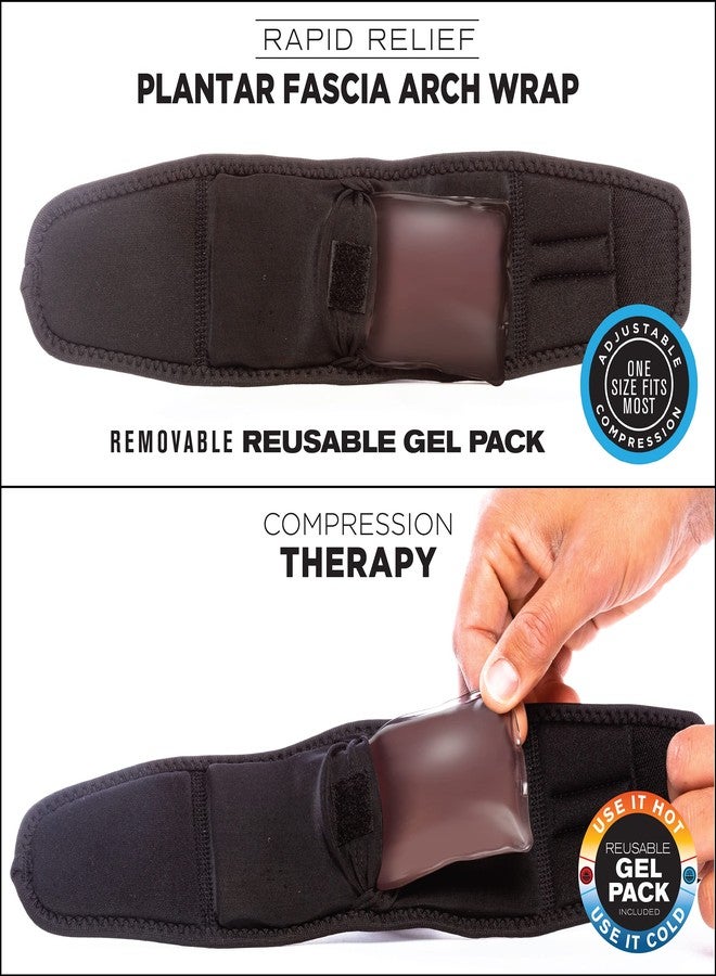 كوبر فت لفافة القدم Copper Fit Rapid Relief لعلاج التهاب اللفافة الأخمصية مع عبوة جل ساخنة أو باردة، أسود، قابلة للتعديل - Image 4